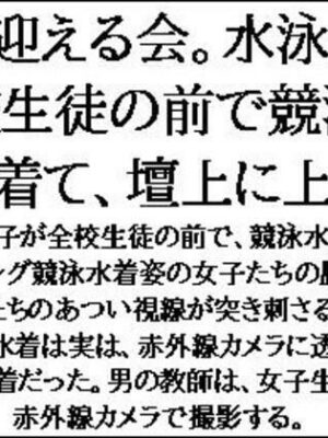 夏を迎える会。水泳部が全校生徒の前で競泳水着を着て、壇上に上がる【CMNFリアリズム】